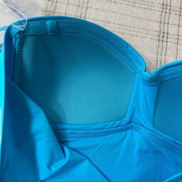 ANNE COLE Turquoise Twist-Front Ruched Tankini Top X-SMALL NWT - Picture 8 of 13